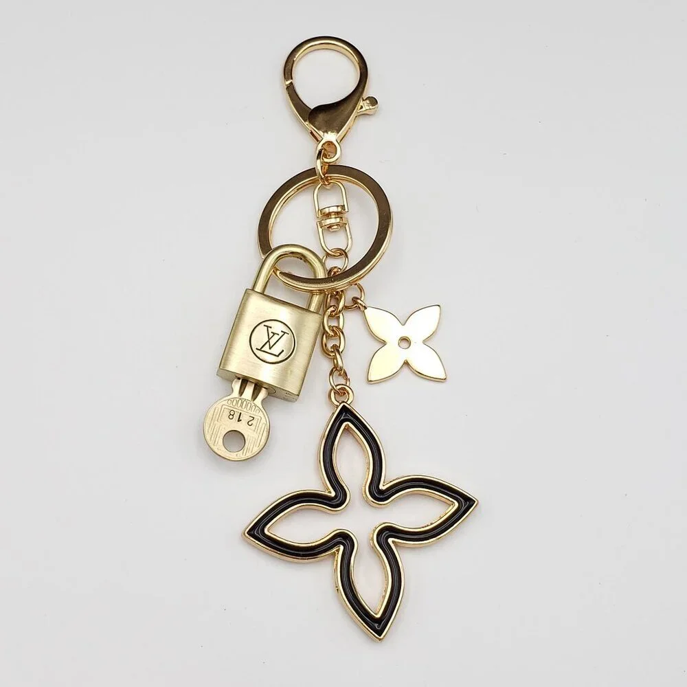 LV Gold Padlock 🔑 Authentic Louis Vuitton Charm + Unbranded Clover Keychain